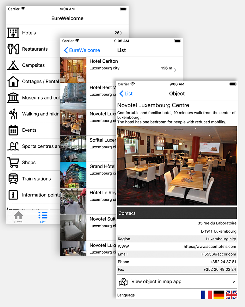Screenshot: Selection of category