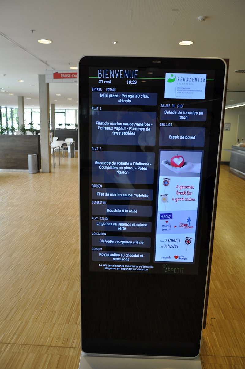 View of the restaurant menu screen