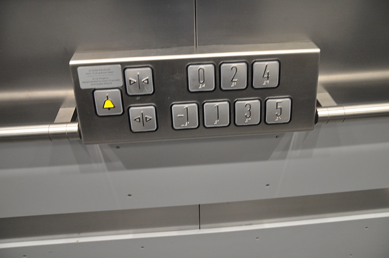 Push buttons inside the elevator